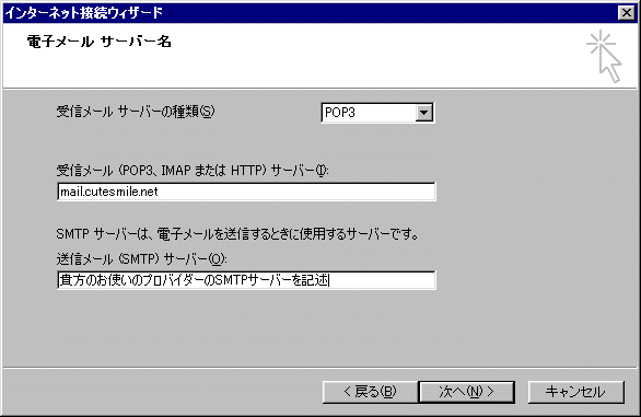 サーバー情報入力画面